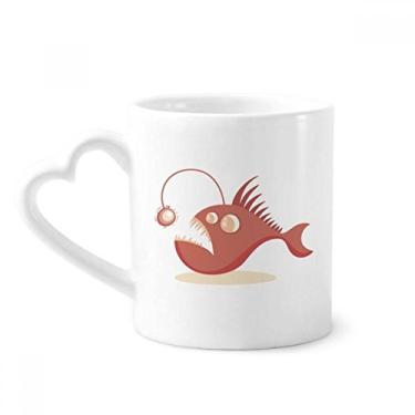 Imagem de Linda lanterna de desenho animado com ilustração de peixe caneca de café cerâmica copo de coração de vidro