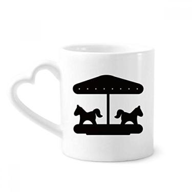 Imagem de Caneca com contorno de parque de diversões Carrossel preto caneca de café cerâmica copo de coração de vidro