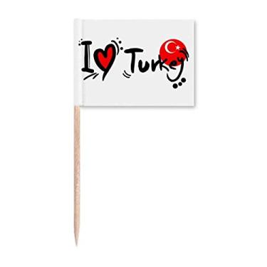 Imagem de I Love Turkey World Flag Heart Toothpick Flags Marker Topper Decoração de Festa