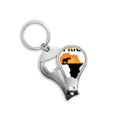 Imagem de Cortador de unhas com mapa da África Savanna Elefante Vida Selvagem Cortador Abridor Chaveiro Tesoura