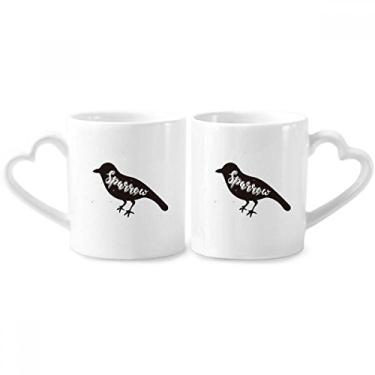 Imagem de Conjunto de canecas de porcelana para casais de animais em preto e branco Sparrow