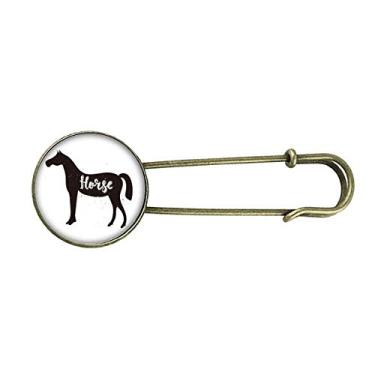 Imagem de Cavalo preto e branco animal retrô broche de metal clipe jóias