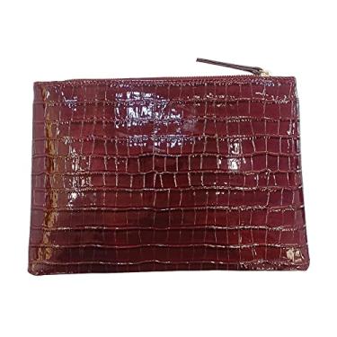 Imagem de NIGEDU Bolsa clutch feminina envelope moda crocodilo em relevo couro PU grande feminina festa noturna clutches, Borgonha