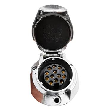 Imagem de Conector de reboque, fiação de reboque de caminho, tomada de reboque de 13 pinos 12V Liga de alumínio Conector de reboque fêmea para reboque padrão da UE Conector de reboque de caravanas, Tomada