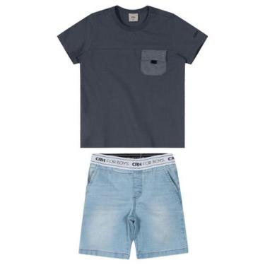 Imagem de Conjunto Camiseta Cinza E Bermuda Jeans-Malwee Carinhoso-Masc-Tam 6