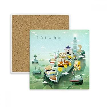 Imagem de Porta-copos de viagem Taiwan Food Atrations China Square Porta-copos caneca subplaca suporte isolante pedra