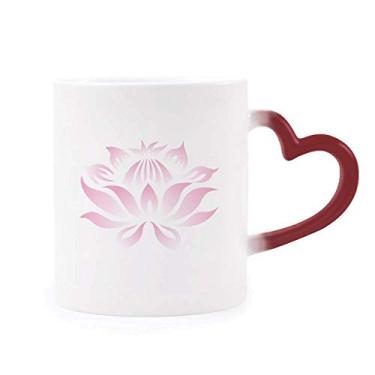 Imagem de Caneca de flor flor de lótus rosa padrão sensível ao calor vermelha muda de cor