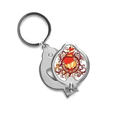 Imagem de Cortador de unhas de dedo com ilustração de espada Samurai vermelho japonês, tesoura de aço inoxidável