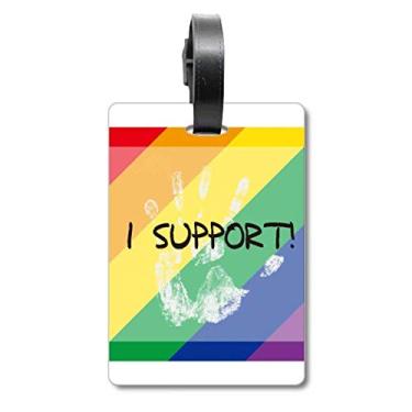 Imagem de LGBT Bandeira de Arco-íris I Support Bagagem Etiqueta Cartão de Bagagem Etiqueta Scutcheon Etiqueta