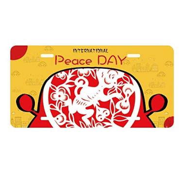 Imagem de DIYthinker Placa de carro com estampa de macaco animal do zodíaco da China, decoração de carro, dia da paz
