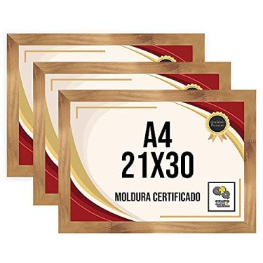Imagem de Kit 3 Porta Certificados 21x30 Moldura A4 para Certificado Foto Parede Mel