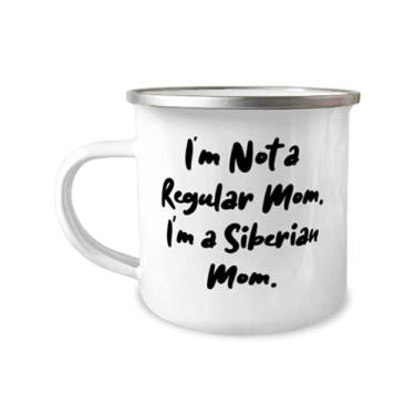 Imagem de Brilliant siberian Cat Gifts, I'm Not a Regular Mom I'm a Siberian Mom, Gag Caneca de acampamento de 355 ml para amantes de gatos de amigos