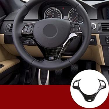 Imagem de Capa de decoração de volante de carro cromada ABS para 1 3 Series 5 Door M Sport Coupe E82 E87 E90 E93 2005-2014 Auto Acessórios (Prata) (Grão de madeira preta)