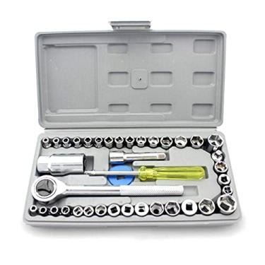 Imagem de Weytoll 40 pçs Conjunto de soquetes de chave inglesa multifuncional para carro, motocicleta, conjunto de soquetes de chave de aço carbono alto, kits de ferramentas manuais, caixa de ferramentas de reparo de