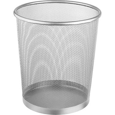 Imagem de Ordene - Lixeira de Metal Redonda de 8,5 Litros, Cor Prata, Linha Office
