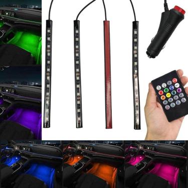 Imagem de Barra Neon Led Cob 8 Cores RGB Carro Moto Caminhao Musica Controle Som Painel Decoraçao Automotiva