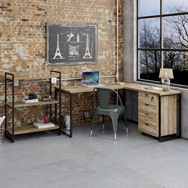 Imagem de Conjunto Home Office 3 Peças com Escrivaninha, Gaveteiro e Estante