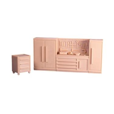 Imagem de Fancyes 1/64 gabinete ferramenta de reparo automóvel simulação diy artesanato pequeno modelo resina para diy mesa areia ornamento desktop garagem layout, Conjunto de bancada