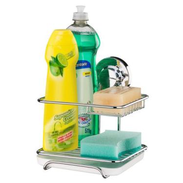 Imagem de Suporte Para Sabão Detergente Esponja Com Ventosa Aço Cromado - 4017 F