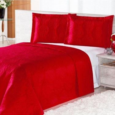 Imagem de Cobre Leito Pratic Rosas Queen 3 Pecas - Vermelho