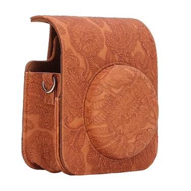 Imagem de Bolsa para Câmera Instantânea, Capa Protetora para Câmera Instantânea, Padrão 3D Vintage Ajustável para Tirar Fotos (Relevo Marrom)