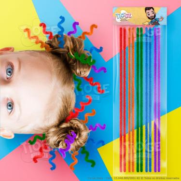 Imagem de Hastes Flexíveis de Pelúcia Cabelo Maluco Artesanato Limpador Chenille Colorido Arco-íris 10 unid