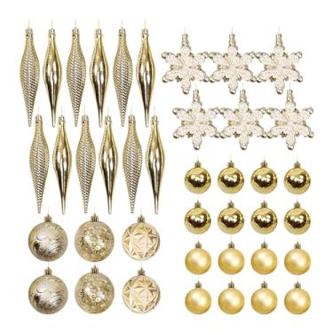 Imagem de Conjunto de enfeites de Natal - Kit de enfeites de bola de Natal variados decorativos de 40 unidades | Kit de enfeites de bola com pingentes de árvore de Natal para guirlanda de peça central Hoghaki