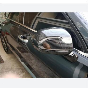 Imagem de LAVIYE Carro Retrovisor Lateral Espelho Tampa Asa Porta Exterior Vista Traseira Caso Guarnição Fibra de Carbono Look Prata, Para Hyundai Palisade 2019-2023