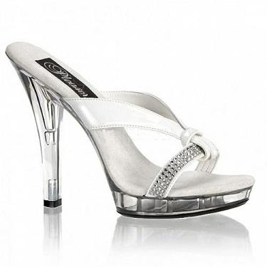 Imagem de PROMI Salto alto 13 cm rosa moda cristal strass corrente modelo sandálias chinelos, Branco, 42