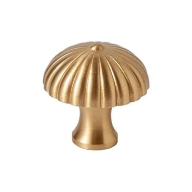 Imagem de Puxadores de móveis de latão em formato de cogumelo, simples, nórdico, pastoral, armário, gaveta, redondo, dourado, c, 4955 x1 peça