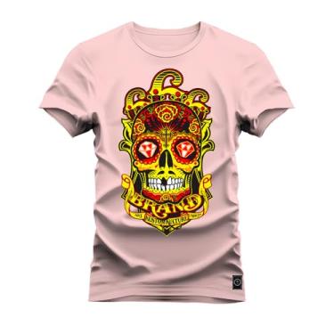 Imagem de Camiseta Plus Size Casual 100% Algodão Estampada Buda Brand Rosa G5
