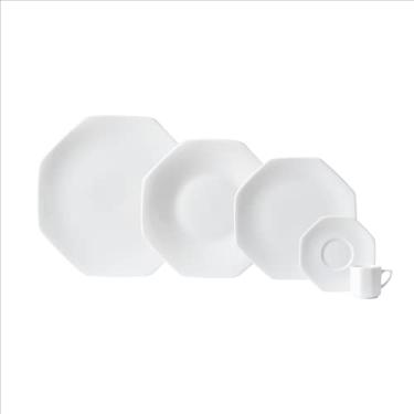 Imagem de Serviço de Jantar e Café 30 Peças em Porcelana, Modelo Octogonal Orion, Branco, Porcelana Schmidt