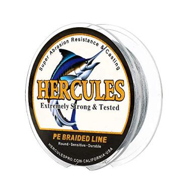 Imagem de Hercules linha de pesca trançada super fundida 8 fios de 10 lb a 300 lb teste para água salgada, 109/328/547/1094 jardas (100 m/300 m/500 m/1000 m), diamante.#0,12 mm-1,2 mm, desempenho de alto nível, cores variadas, Cinza, 10LB-0.12MM-328YDS(300M)-8 STRANDS