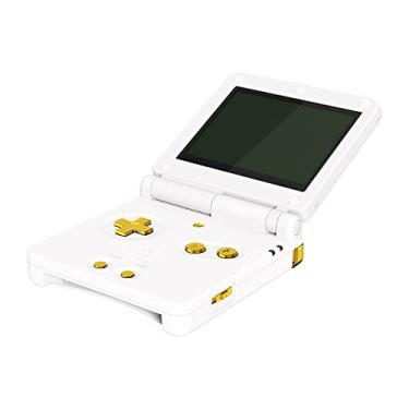 Imagem de eXtremeRate Botões de conjunto completo personalizados brilhantes em ouro cromado para Gameboy Advance SP, substituição A B L R botão liga/desliga botão botão D-pad para console GBA SP - console NÃO incluído