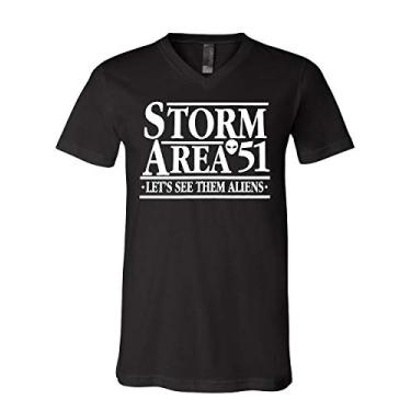 Imagem de Camiseta Storm Area 51 Let's See Them Aliens Gola V Area 51 Raid UFO Run, Preto, G
