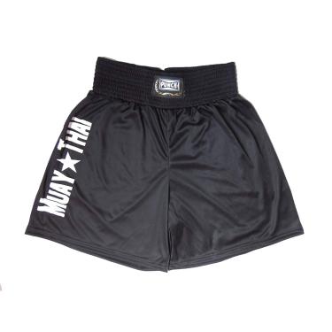 Imagem de Punch Silk Shorts Muay Thai, Unissex, Preto/Branco, M
