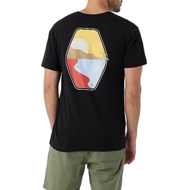 Imagem de Hang Ten Camiseta masculina gráfica - Camisetas estampadas confortáveis para homens - Camiseta estampada em tela de manga curta, Preto | Camiseta com cena pintada, XG