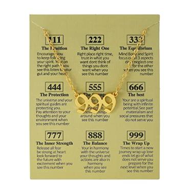 Imagem de COLORFUL BLING Colar com número de anjo 111 222 333 444 555 666 777 888 999 colar com pingente de número da sorte gargantilha numerologia joias amizade dia dos namorados,