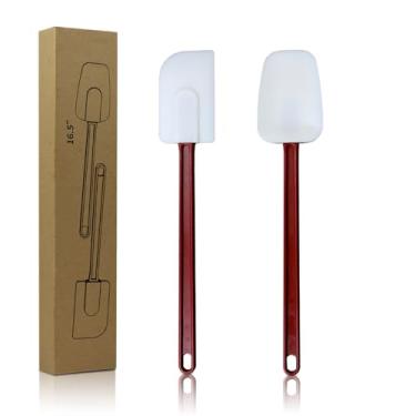Imagem de KSIFJRTO Espátulas de silicone resistentes ao calor. Espátula comercial para cozinhar. Espátulas de borracha resistentes. Conjunto de 2 espátulas de silicone (42 cm)