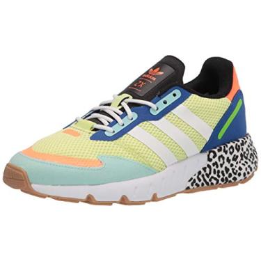 Imagem de adidas Originals Tênis unissex infantil Zx 1k Boost, Semi congelado amarelo/branco/menta transparente, 4 Big Kid