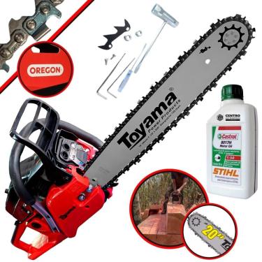 Imagem de Motosserra Á Gasolina Toyama TCS58F-G2 TCS58FG2 Motor 2T 55cc 3,2HP Sabre 20” 13.500RPM Leve, Ergonômica e de Fácil Manuseio + ÓLEO STIHL 2T