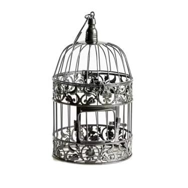 Imagem de KIZQYN Gaiolas de pássaros moda casamento gaiola de ferro decoração de casa gaiola de pássaro quadrada gaiola decorativa personalizada preto branco gaiola de voo (tamanho: grande)