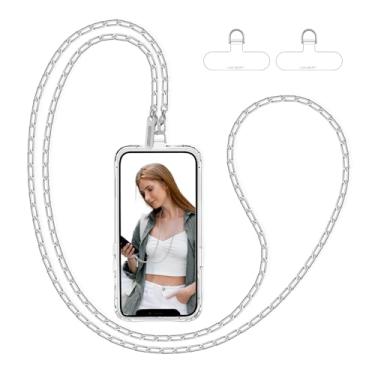 Imagem de MOUTAKEY Cordão de telefone transversal, corrente removível para celular com pescoço de metal, pingente leve, para iPhone, mulheres, meninas, viagens, compras