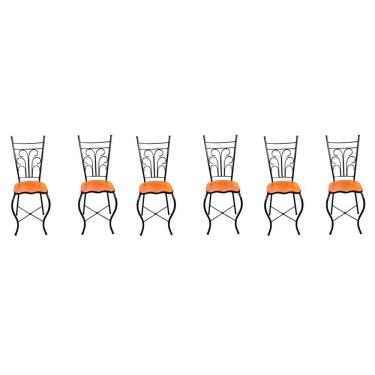 Imagem de Cadeira De Jantar Para Mesa De Chá Conjunto Com 6 Estilo Industrial Rustica Ferro E Madeira Artesanal