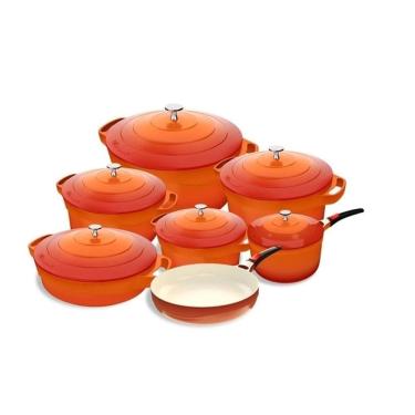 Imagem de Jogo de Panelas Laranja Revestimento Cerâmico 7 Peças LE Cook
