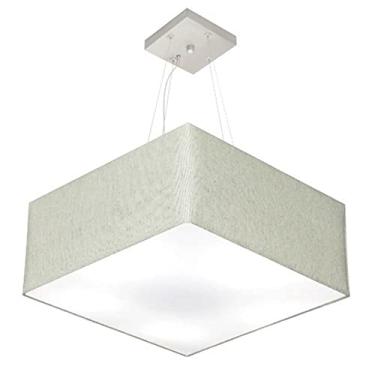 Imagem de Lustre Pendente Quadrado Cúpula Tecido 21/50x50 cm, Vivare Iluminação, Pendente4006 CZ, Cinza, Médio