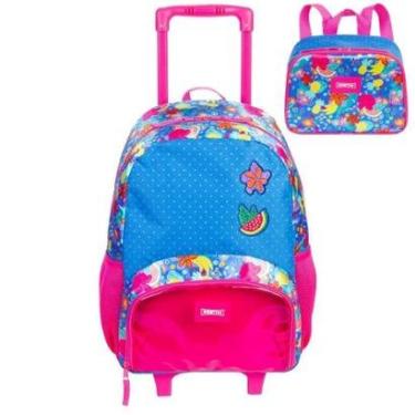 Imagem de Kit Mochila de Rodinhas e Lancheira Sestini M Plus Flores-Feminino