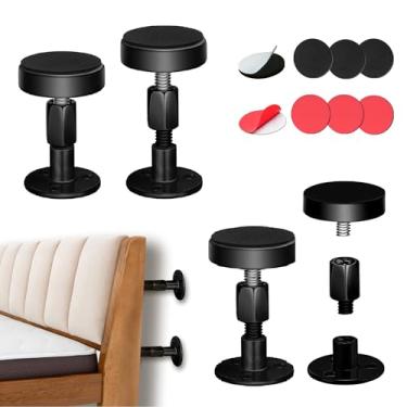 Imagem de SOLIPECT 4 peças de tampas de cabeceira pretas para parede, ferramenta antivibração ajustável para moldura de cama, interrompa o movimento da cabeceira, protege paredes, fácil de instalar (30-112 mm)