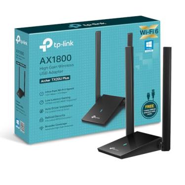 Imagem de TP-Link Archer TX20U Plus AX1800 Adaptador Wi-Fi 6, Dual Band 5 GHz/2,4 GHz, USB 3.0, antena Wi-Fi externa ajustável, sinal potente, tecnologia MU-MIMO, OFDMA, compatível com Windows 11 e 10, WPA. 3