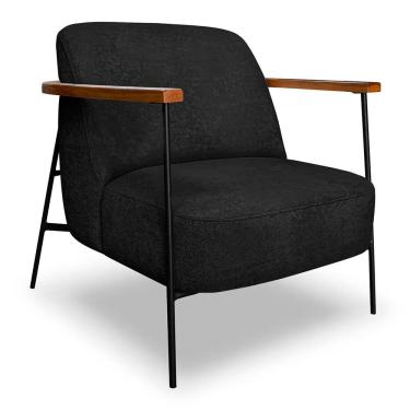 Imagem de Poltrona Decorativa Eros Linho Bouclê com Base de Ferro Preto - SSX Multicoisas